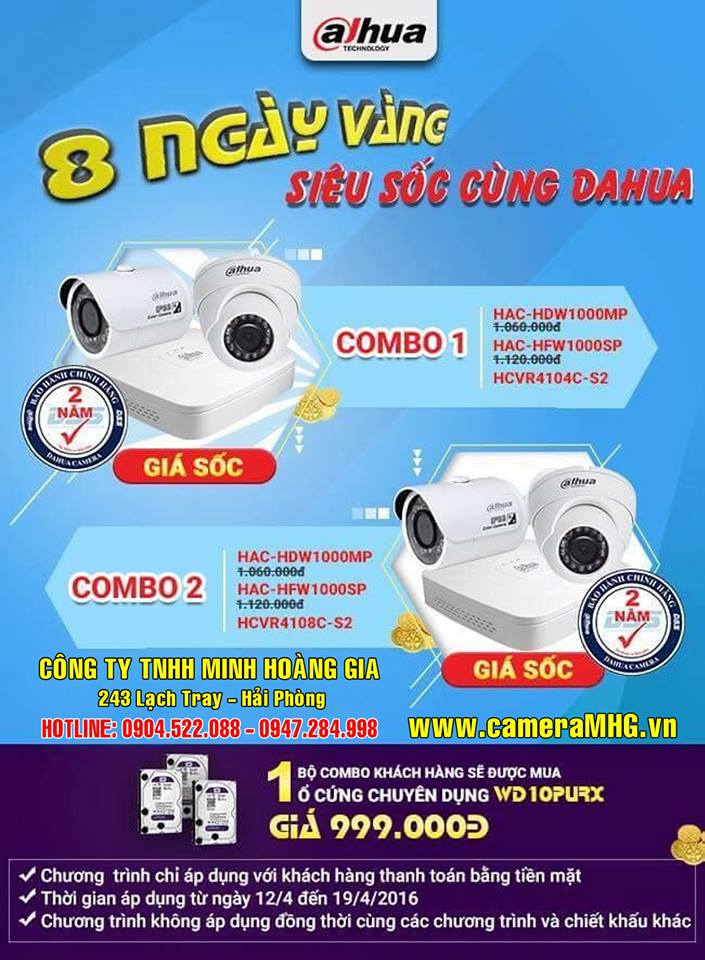 Mua Combo camera Dahua version 3 giá sốc tháng 4/2016
